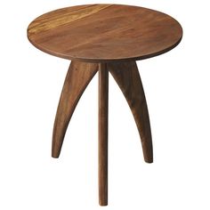 a wooden table with two legs and a small round top on the bottom, it is made out of wood