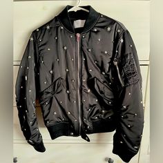 Very Good Condition. Size Small. All Over Embellished. Bomber Jacket, Jackets & Coats, Jackets For Women, Women Shopping, Black, Color