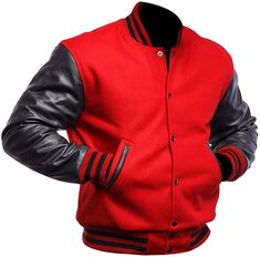 [additional] Buy Red And Black Varsity Letterman Jacket For Men 100% Real Leather, Premium Stitching Throughout, Classic Style, High-Quality Zipper, Free Shipping. Our jacket is made with the best products available that tend to enhance its beauty.QUALITY: The leather jacket is made with the best quality leather which is not only durable but also resistant to tear. It can also endure harsh environmental conditions and would look exactly the same for years and years.100% SCREEN ACCURATE STYLE: Our specialists keep additional care in creating this clothing just to offer you screen precise perfect work of art.SIZE:To get the best fitting, you can take help from the size charts which can enable you to opt for the best size for you. You can also avail the CUSTOM MADE to MEASURE, in case the des Highschool Baseball, Black Letterman Jacket, School Jacket, Jacket Baseball, Varsity Hoodie, Varsity Letterman Jackets, Black Fleece Jacket, College Baseball, Varsity Jacket Men