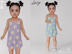 The Sims Resource - Lucy Dress Toddler Cc Sims 4, Sims 4 Toddler Clothes, Sims Medieval, Sims Baby, The Sims 4 Skin, Toddler Party Dress, Cute Floral Dresses, Sims 4 Toddler, Sims 4 Mods Clothes