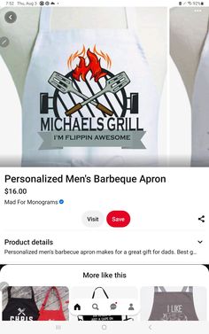 an image of a person's barbecue aprons on the app store page for michael's grill