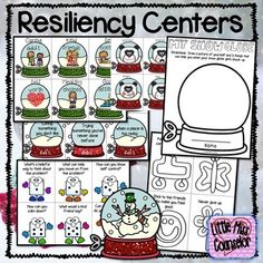 a poster with the words resilicy centers on it and an image of a snow globe