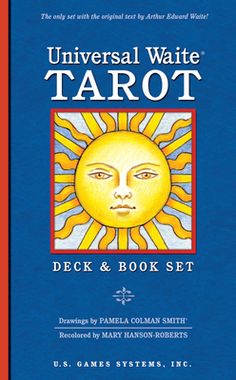 the universal tarot deck and book set, with an image of a sun on it