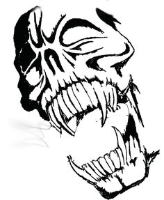 a black and white drawing of a scary face