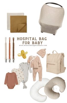 the hospital bag for baby is shown with accessories