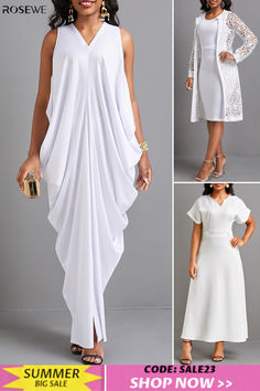 Down to 9.99!Rosewe summer big sale!!! Summer Off White Ruffled Maxi Dress, Elegant White Maxi Kaftan, Elegant White Maxi Length Kimono, Bohemian Off White Ruffled Maxi Dress, Flowy White Floral Print Kaftan, Collar Jumpsuit, Clothes Dress