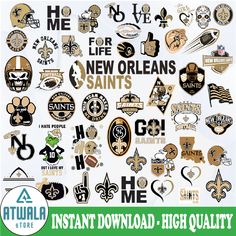 the new orleans saints football team stickers are on display in front of a white background