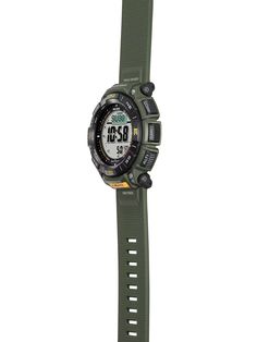 The PRO TREK line of authentic outdoor gear for nature lovers introduces the PRG340, a timepiece that incorporates environmentally friendly biomass plastics* while delivering the same comfortable fit for your wrist. Case size (L× W× H) 54.7 × 51.7 × 15.1 mm Weight 54 g Case and bezel material Biomass plastics Band Soft urethane band (biomass plastics) Water resistance 100-meter water resistance Environmental resistance Low-temperature resistant (-10℃/14℉) World time World time 31 time zones (48 Functional Green Watch With 10atm Water Resistance, Durable Sporty Watches For Outdoor Activities, Functional Green Watches For Outdoor Activities, Sporty Durable Watches For Outdoor Activities, Green Digital Watch With 10atm Water Resistance For Outdoor, Sporty Outdoor Digital Watch With 10atm Water Resistance, Outdoor Digital Watch With Tachymeter, Functional Digital Watch With Round Dial For Outdoor, Functional Outdoor Digital Watch With Round Dial