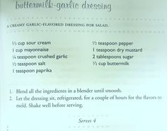 a recipe for making buttermilk - garlic dressing