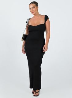 Larissa Maxi Dress Black Classy Black Dress, Stylish Maxi Dress, Sweetheart Neckline Dress, Dress Slim, Maxi Dress Black, Closet Goals, Cap Dress, Maxi Dress Online, Knitwear Dress