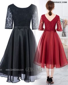 10% off now|Free shipping world-wide. Tea Length Elegant Homecoming Party Dress With Split Lace Sleeves at GemGrace. Click to learn our pro custom-made service for wedding dress, formal dress. View #HomecomingDresses for more ideas. Party Dresses With Half Lace Sleeves, Best Wedding Guest Dresses, Dress With Split, Homecoming Party, For Wedding Dress, Semi Formal Dresses, Online Wedding Dress, Dress Formal, Dress With Lace