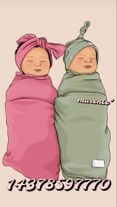 two babies wrapped in blankets are laying next to each other, with the words newborn on them