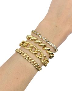 18k7.5" with clasp closed, 11mm21.84 gramsIf you would like this shortened, please add this service to your order. Gold Texture, Link Bracelets, Gold Bracelet, 18k Gold, Texture, Bracelet, Gold