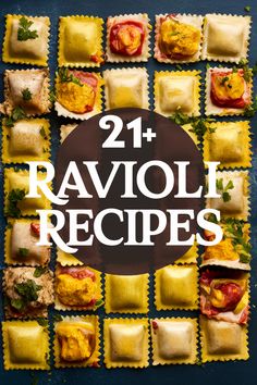 ravioli recipe with text overlay that reads, 21 ravioli recepts