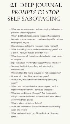 Self Sabotage Prompts, Comparison Journal Prompts, Healing From Narcissistic Relationships Journal, Who Am I Journaling Prompts, Jealousy Journal Prompts, Self Sabotage Quotes, Sage Yourself, Self Sabotaging