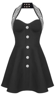 Halter Crystal Bustier A Line Dress Black - 

Color: Black, 
Halterneck, 
Sleeveless, 
Bustier detail, 
Ribbed detail, 
Length: Mini, 

Style: spring outfit, spring dress, graduation dress, dresses to impress codes, dress to impress, spring date night outfit, italian summer outfits, college graduation dress, spring night out outfit, black dresses, halter dresses, a line dresses, skater dresses, corset dresses Dress Stole, Prom Outfit, Halterneck Mini Dress, Outfit For Women, Mini Dresses Online, Women Halter, Prom Outfits, Backless Mini Dress, Short Prom