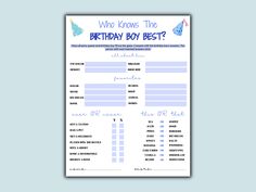 a printable birthday boy best wishes card with the words who knows the birthday boy best?