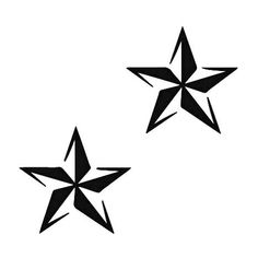 two black and white stars are shown in the shape of three pointed, star shapes