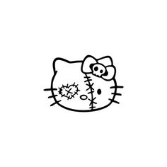 a black and white drawing of a hello kitty