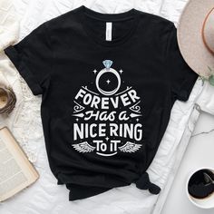 Celebrate your new bling with this cute and clever tshirt! Forever really does have a nice ring to it, doesn't it? We're gonna make you an offer you can't refuse: the best 100% cotton tee you've ever tried. Pre-shrunk fabric? Check. Side-seamed construction? Check. Best fit ever? Double check.   This t-shirt is soft and lightweight, with the right amount of stretch. It's comfortable and flattering for all.  ► HIGHLIGHTS * * * * * * * * * * * * * * * * * * * * * * * * * * * * * * * * ● Full graph Wedding Tips For Vendors, Funny Engagement Gifts, Honeymoon Attire, Funny Engagement, Cute Bride, Engagement Humor, It Funny, Bride Gift, Prism Color