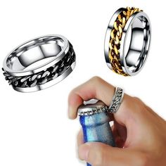 This is a cool chain-type rotating ring that can be used as a bottle opener, and you can perform magical tricks to open the beer smoothly at the party. This is very enviable and interesting, but it also makes us a party star. Stylish design, exquisite fashion. Specifications: Material: titanium steel Product weight: 6G Beer Opener Ring, Beer Bottle Opener, Party Rings, Entertainment Bar, Couple Rings, Fashion Couple, Wine Accessories, Steel Ring, Stainless Steel Rings