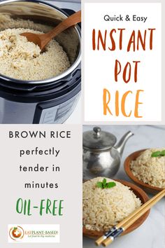 an instant rice recipe is shown in this advertisement