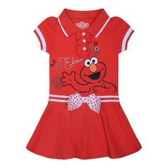 PRICES MAY VARY. Officially Licensed Sesame Street Elmo Infant and Toddler Girl Clothes Cool and Stylish Sesame Street Elmo Polo Dress for Infant and Toddler. The Perfect Elmo Girls’ Casual Dresses Contains One Cute and Stylish Sesame Street “Elmo” Print Short Sleeve Polo Dress with a White Bow Dress Your Little Girl in This Adorable and Comfy Piece Featuring Her Favorite Sesame Street Character; Elmo! Perfect as 12, Months Baby Girls Clothes, 18 Months Baby Girls Clothes, 24 Months Baby Girls C Red Short Sleeve School Dress, Red Playful Dress For Playwear, Playful Red Dress For Playwear, Cute Red Dress For School, Casual Red Dress For Playwear, Elmo Dress, Elmo Costume, White Bow Dress, 2t Girl Clothes