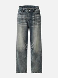 TALISHKO - Scratch Lines Washed Straight-Leg Jeans Modern Streetwear, Urban Trends, Denim Essentials, Lined Jeans, Evening Gowns Elegant, Urban Streetwear, Preppy Aesthetic, Aesthetic Shoes, Streetwear Y2k