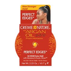 Smooth and style your hair with Creme of Nature Perfect Edges Styling Product. The non-stick and non-greasy formula gives you superior hold without hardening your hair. The 2.25-oz Creme of Nature Perfect Edges also contains argon oil from Morocco for an exotic shine. This product is made with an alcohol-free and non-flaking formula. It is ideal to use for creating sleek and smooth styles, pony tails and sculpting. The Creme of Nature argan oil Perfect Edges is also non-sticky and non-greasy for Creme Of Nature Products, Perfect Edges, Eco Styler Gel, Creme Of Nature, Castor Oil For Hair, Argan Oil Hair, Edge Control, Coconut Oil Hair