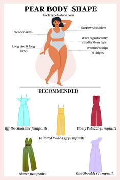 Jumpsuit Style Guide for Pear Body Shape Pear Body Shape Outfit, Apple Body Shape Clothes, Pear Fashion, Dress For Body Shape