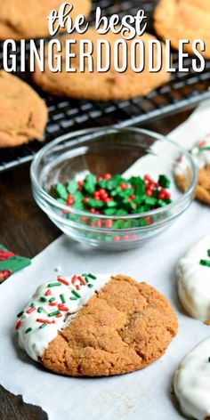 cookies with white frosting and sprinkles on top