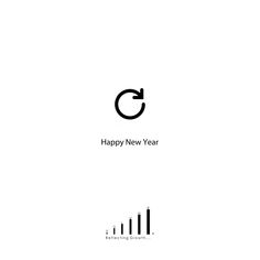 the happy new year logo is shown in black and white