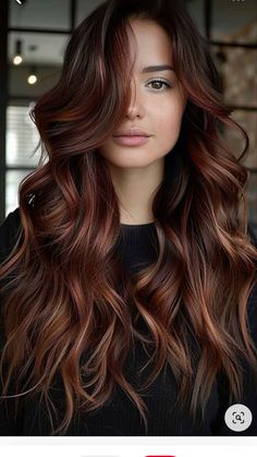 Deep Brown Auburn Hair, Chocolate Red Highlights, Red Brown Caramel Hair, Cherry Brown Balayage Brunettes, Dark Brown Hair With Caramel And Burgundy Highlights, Dark Color Melt Hair Brunettes, Burgandy Low Lights For Brown Hair, Auburn Hair On Black Hair, Red Biolage Hair Brown Balayage