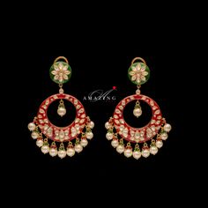 Silver Moissanite Polki Earring | Indian Wedding Jewelry | Indian Moissanite Polki Earring| Statement Earring Material : Silver Gemstone: Moissanite , Fresh Water Sea Pearls and Red & Green Enamel Stone colour: Uncut Polki Primary colour: Gold Size-Length: 75mm Width: 45mm Closure : Screw back and Clips Silver Intricate, hand crafted, Pure Silver Polki Earrings, studded with high quality Moissanite Polki comes with screw back and clips, made in 92.5 silver with 22ct gold plating. Product com Elegant Round Tilla Bridal Earrings, Elegant Round Kundan Hoop Earrings, Elegant Kundan Hoop Earrings, Traditional Round Diamond Earrings For Festive Occasions, Elegant Round Chandbalis For Reception, Elegant Chandbalis For Reception, Traditional Round Diamond Earrings Hand Set, Fusion Style Round Bridal Earrings With Tilla, Wedding Chandbali Diamond Earrings