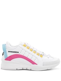 white/multicolour calf leather perforated detailing stripe detailing logo plaque logo-embroidered tongue embroidered logo to the side front lace-up fastening pull-tab at the heel round toe branded insole stacked rubber sole White Low-top Platform Sneakers With Logo-print Tongue, High-top Leather Platform Sneakers With Logo-print Tongue, White Platform Sneakers With Logo-print Tongue, White Leather Platform Sneakers With Logo-print Tongue, Modern High-top Lace-up Sneakers With Logo-print Tongue, Modern Lace-up High-top Sneakers With Logo-print Tongue, Sporty Platform Sneakers With Logo-print Tongue, Modern White Sneakers With Logo-print Tongue, Sports Leather Platform Sneakers With Logo Print