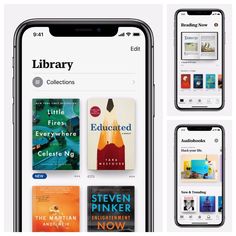 the library app on an iphone with books and other items in it's display