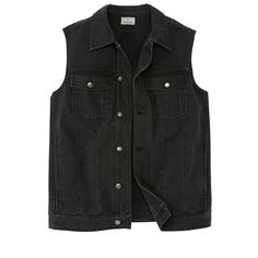 Layer on the denim! Our Liberty Blues™ Denim Vest is a classic—perfect for the outdoorsy guy. The vest has a classic collar, six metal shank buttons and seaming down the front, two button-through flap chest pockets and on seam pockets. Trust Liberty Blues for comfort, durability, and tried-and-true denim. Size: big - 4xl. Color: black denim. Gender: male. Age Group: adult. Pattern: Solid. Material: Cotton. Black Denim Vest, Sleeveless Jean Jackets, Liberty Blue, Jean Vest, Blue Vests, Big Clothes, Big And Tall Outfits, Blue Denim Jacket, Black Denim Jacket