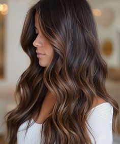 Caramel Honey Brown Hair Balayage, Honey Balayage On Dark Hair Brunettes, Brunet Balayage Hair, Toffee Brunette Hair, Cool Brown Highlights On Dark Hair, Brown Bayalage 2024, Caramel Balayage Black Hair, Brown Hair Subtle Highlights, Warm Caramel Hair