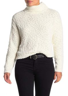 Bobeau Popcorn Texture Turtleneck Sweater (Regular & Petite) | creamy white petite winter sweater for work in a trendy texture | affiliate link | Nordstrom Rack | #nordstromrack #wintersweater #popcorntexture #textured #winterfashion Casual Pullover Sweater, Cowl Sweater, Boucle Sweater, Black Turtleneck Sweater, Cowl Neck Long Sleeve, Textured Sweater, Knit Turtleneck, Turtleneck Top