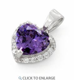 Sterling Silver Heart Shape Amethyst CZ Pendant Sterling Silver Promise Rings, Unicorn Pendant, Sterling Silver Heart Pendant, Fine Silver Jewelry, Silver Heart Pendant, Gold Diamond Earrings, Cz Pendant, Stone Setting, Stone Pendant Necklace