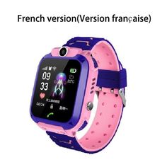 the children's gps watch is pink and purple