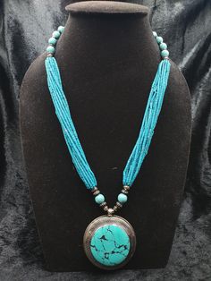 Long Beautiful Design Necklace With Stunning Turquoise And Howlite Stone From Afghanistan. Necklace Length 35 Inches. Shipping Payment Feedback & Return Policy 1 : We ship Monday to Friday Via Airmail Register Insured With Tracking # takes 2 to 4 Weeks to Destination. 2 : Contact us if you did not receive your item after 4 weeks.3 : We Accept Payment Only Via PayPal. 4 : In Any Inconvenience Case we do Accept Return and full Refund. 5 : We Ship worldwide via Airmail Registered with Tracking Turquoise Beaded Pendant Jewelry, Traditional Hand-strung Blue Jewelry, Turquoise Gemstone Beaded Pendant Necklace, Traditional Round Blue Turquoise Necklace, Traditional Round Turquoise Necklace, Traditional Blue Round Turquoise Necklace, Hand-strung Turquoise Pendant Jewelry, Turquoise Hand-strung Pendant, Hand-strung Turquoise Pendant