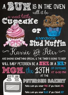 this is a chalkboard poster for a cupcake or muffin birthday party,