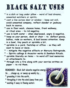 So many ways to use black salt. Here are a few. #blacksalt #negativity #protection #protectionspell #negativeenergy #negativepeople… Black Salt Uses, Witchcraft Spells For Beginners, Witches Broom, Random Tips, Witchy Tips, Spells For Beginners, Broom Closet, Green Witchcraft