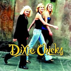 an image of two women walking down the street with words dixie and chicks on them