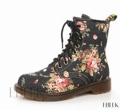 Ebeek - Stylish Vintage Floral Pattern High-top Martin Boots with Western Cowboy Appeal Short Heeled Boots, Floral Ankle Boots, Cowboy Ankle Boots, Cowboy Design, Rough Heels, Floral Boots, Boho Festival Fashion, Floral Flats, Short Heels