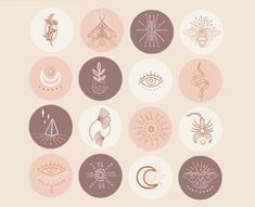 the twelve zodiac signs are shown in different colors and sizes, including one with an eye