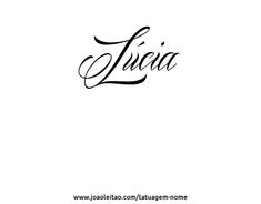 the word lucia written in cursive writing on a white background with black ink