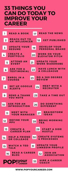 a pink poster with the words 25 things you can improve your career