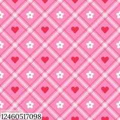 a pink and red wallpaper with hearts in the middle, on a checkered background